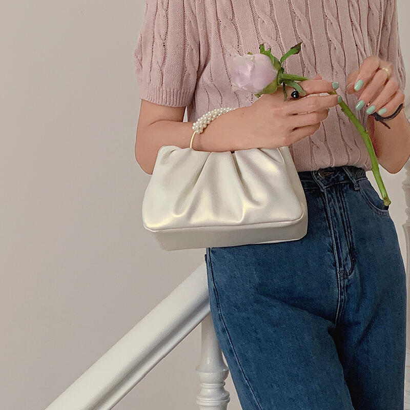 2way leather perl hand bag