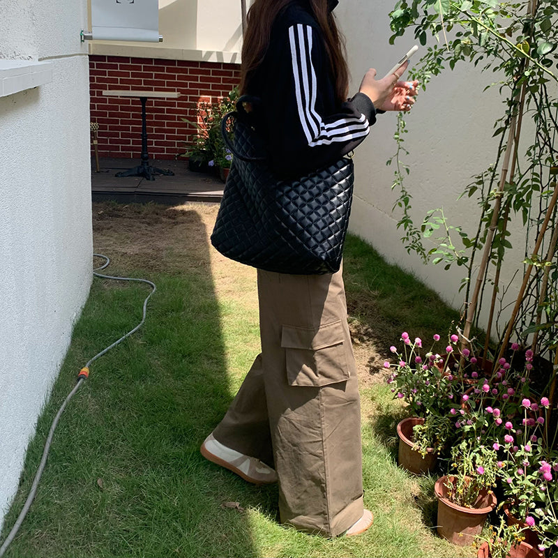 black 2way quilting totebag
