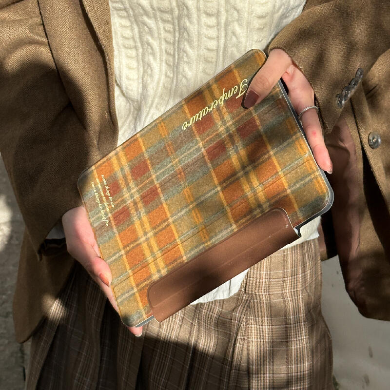 brown check iPad case