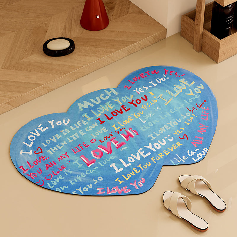 i love you colorful paint bath mat