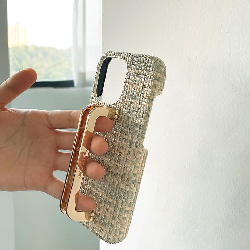tweed square buckle iPhone case