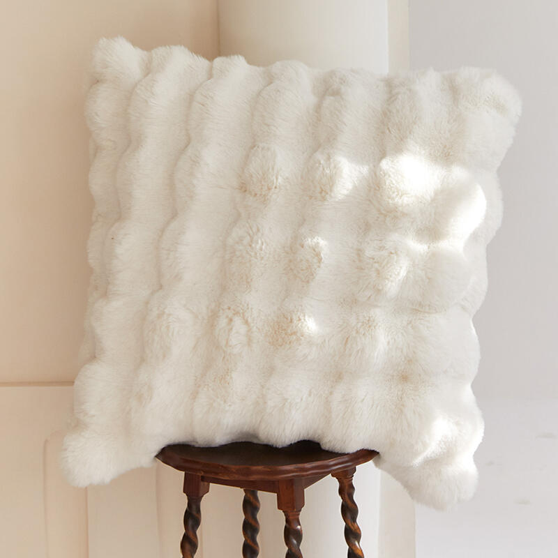 3color marshmallow fur waffle cushion