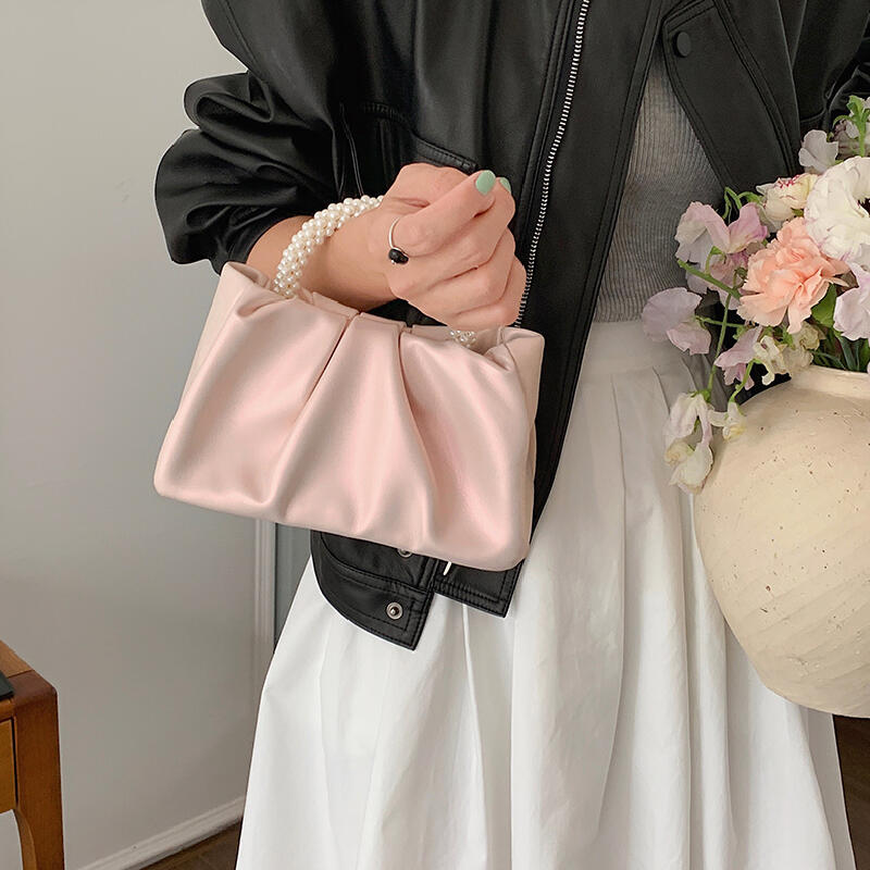 2way leather perl hand bag