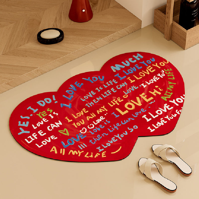 i love you colorful paint bath mat