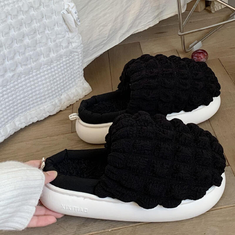 2color quilted down platform roomshoes