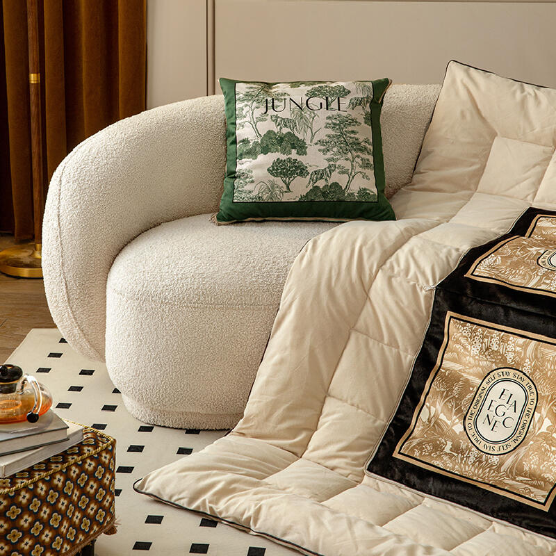green retro forest 2way quilt cushion