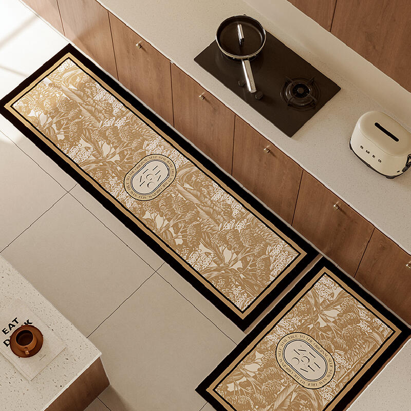 brown elegance logo kitchen mat