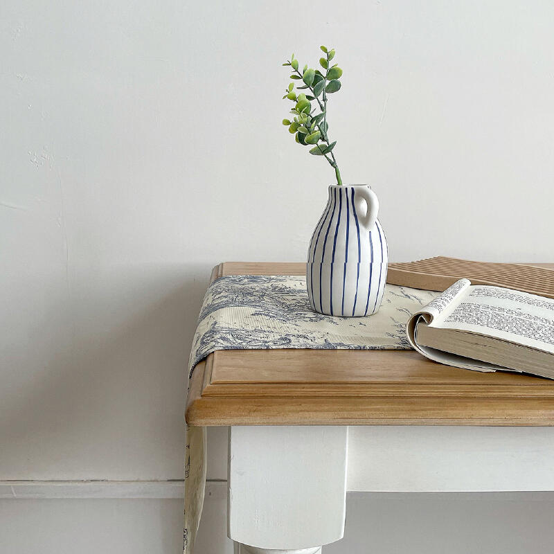 toile de Jouy blue table runner