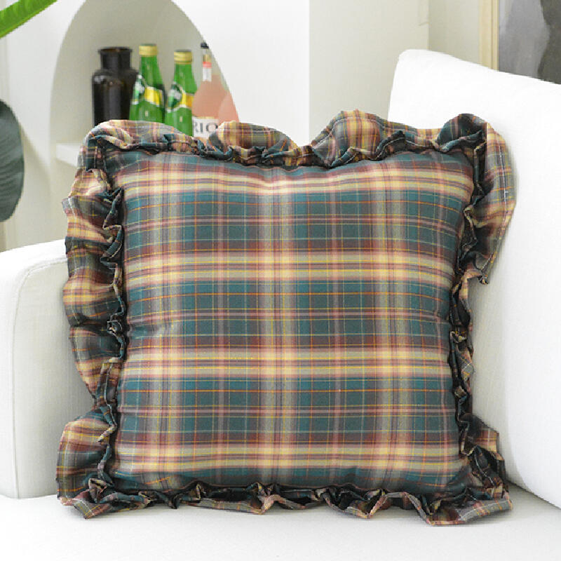 6color frill check square cushion