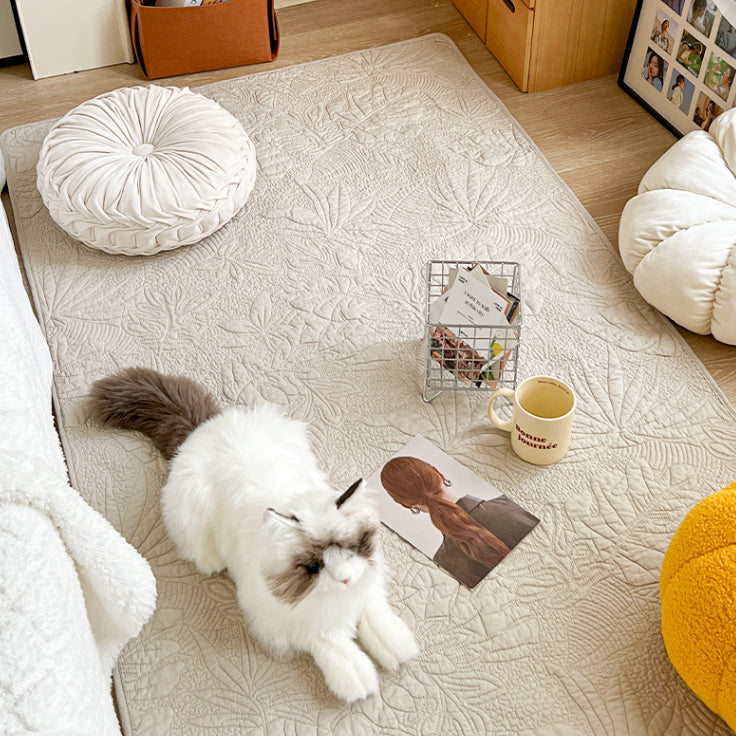 3color botanical stitch floor mat