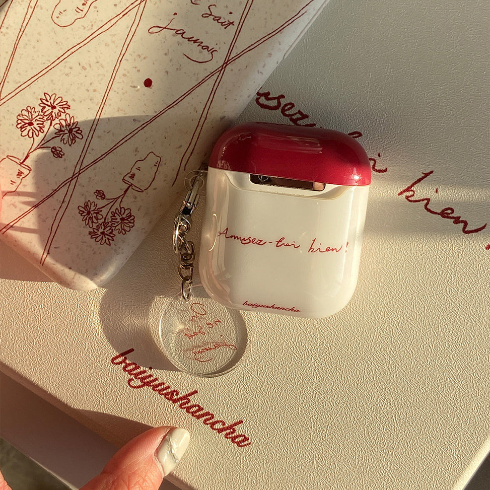 red french flower Airpods case