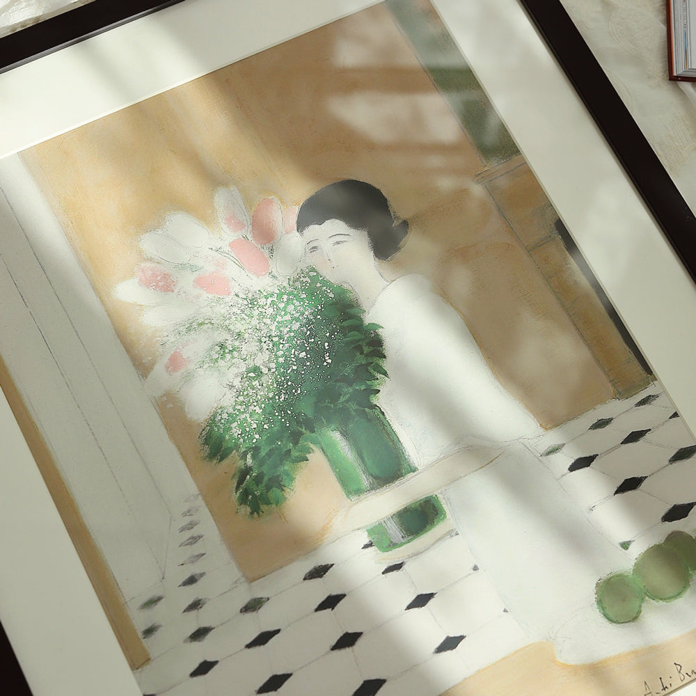 french girl poster & frame SET