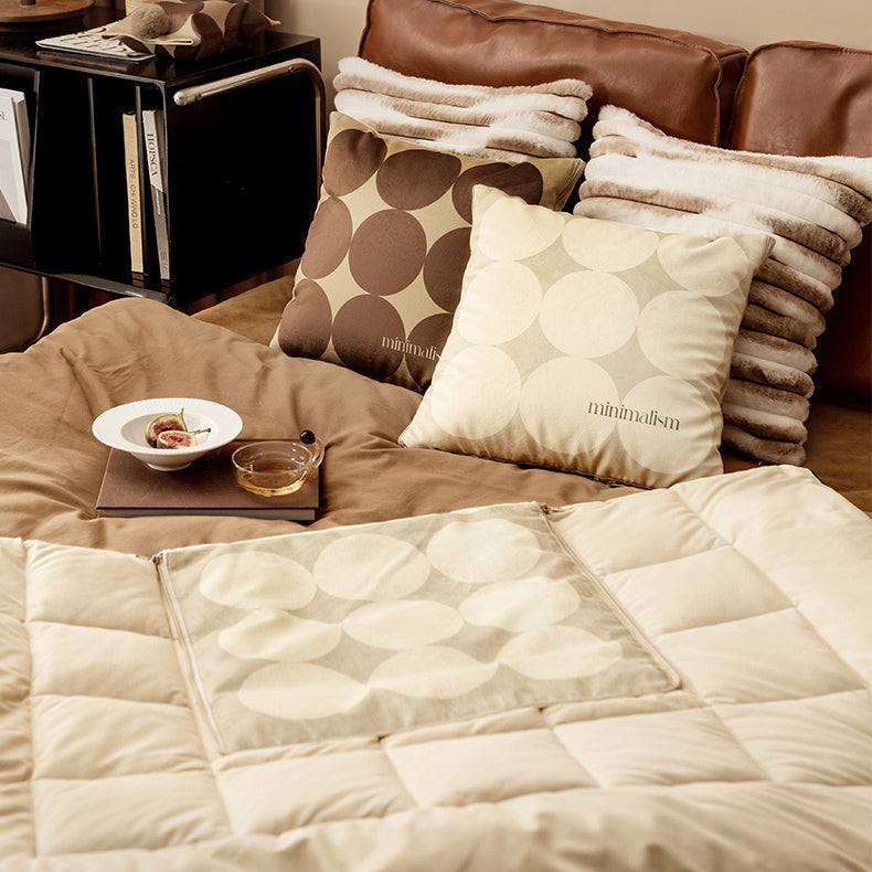 brown circle minimalism 2way quilt cushion