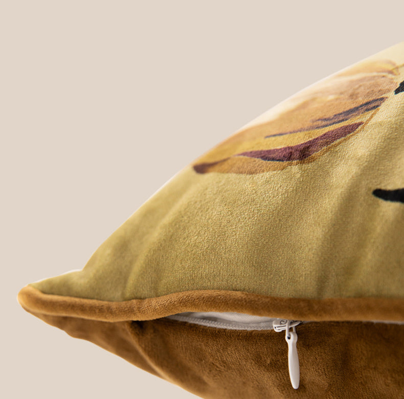 art mustard tulip cushion