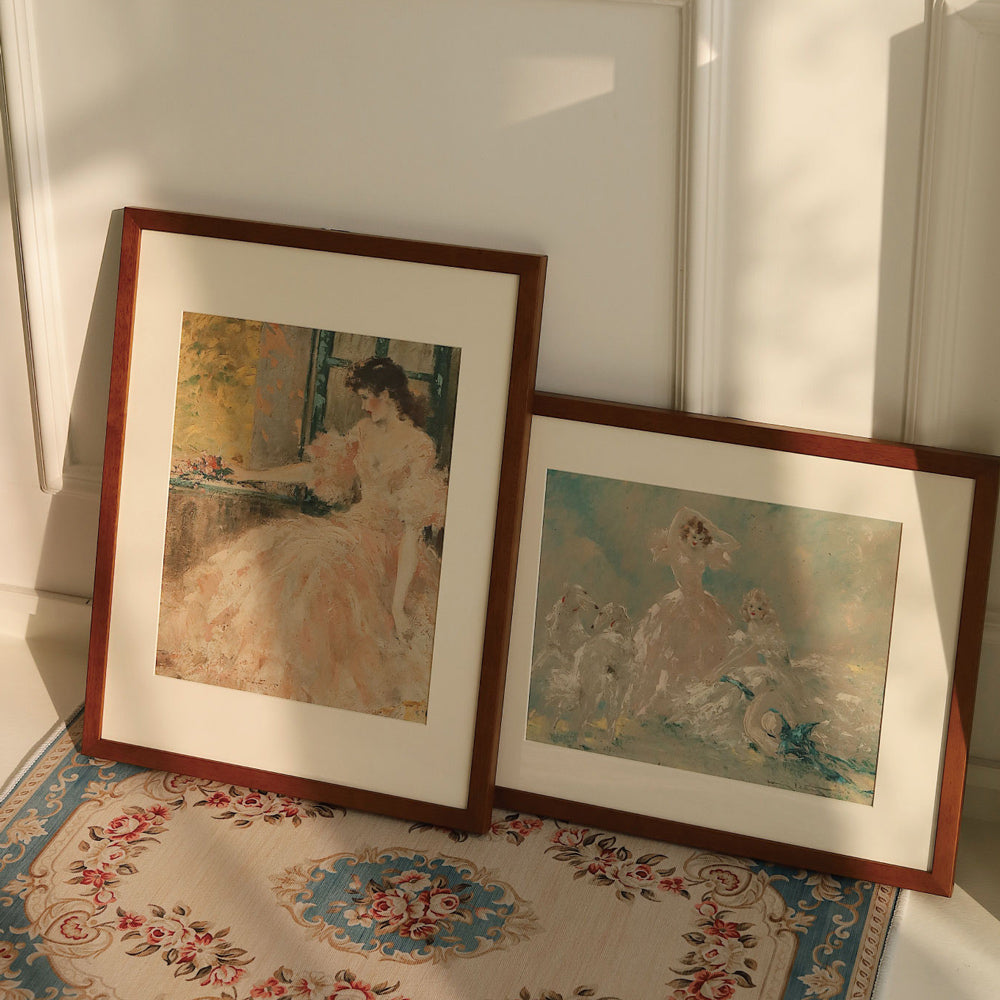 retro girl poster & frame SET