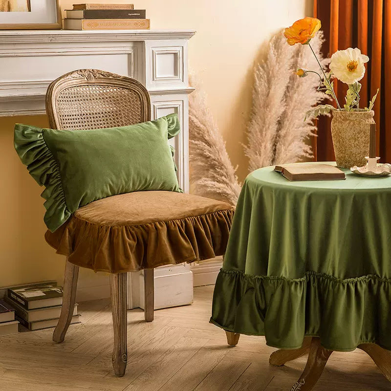 6color velvet frill chair cushion