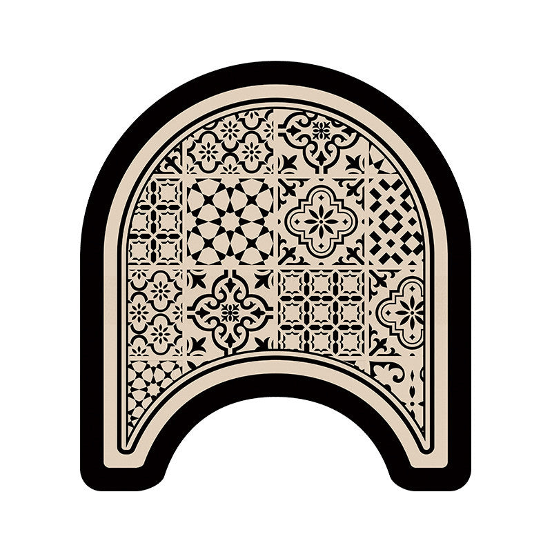 black flower tile toilet mat