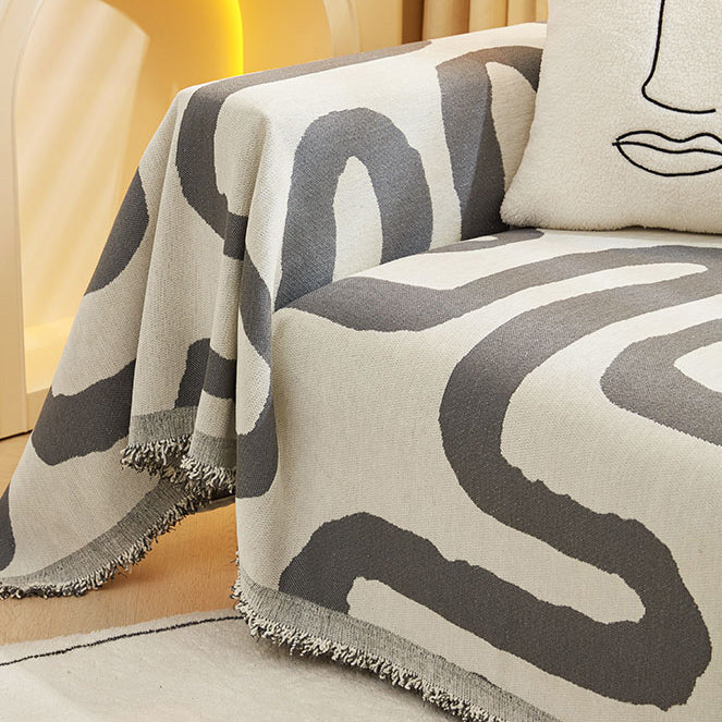 3color reversible ethnic line sofa cover