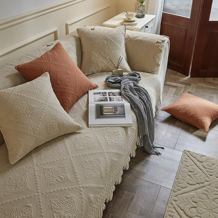 3color diamond flower stitch sofa cover