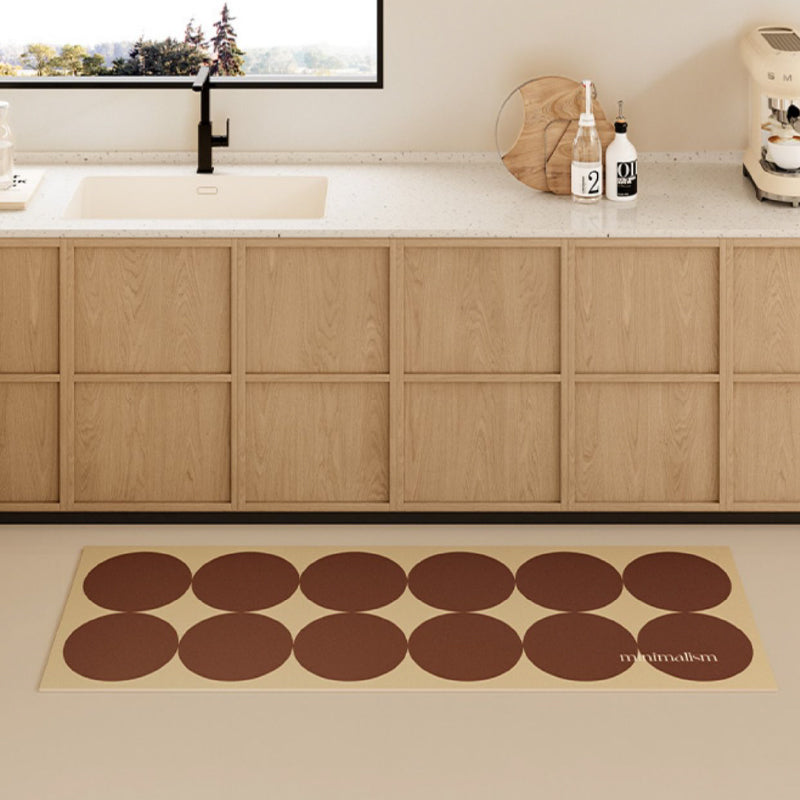 brown circle minimalism kitchen mat