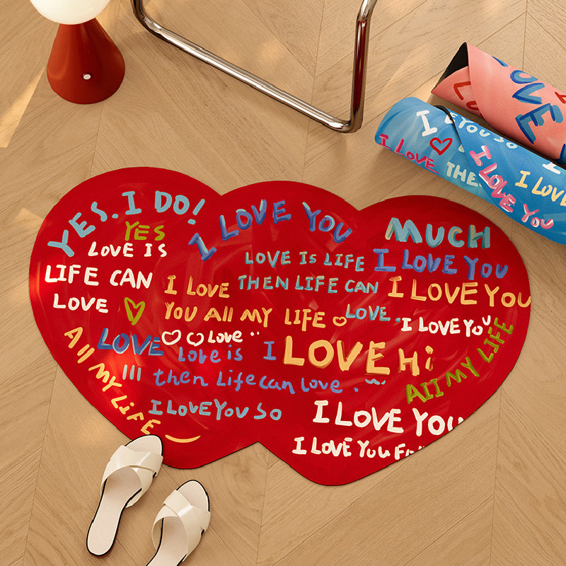 i love you colorful paint bath mat