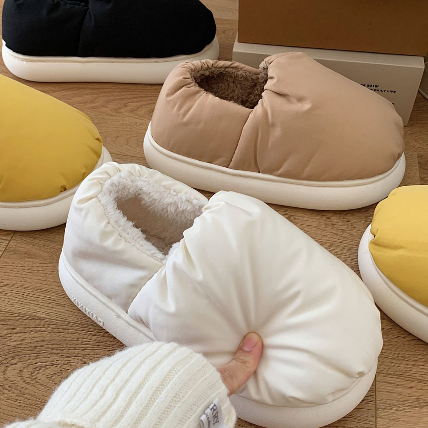 4color cotton cushion roomshoes