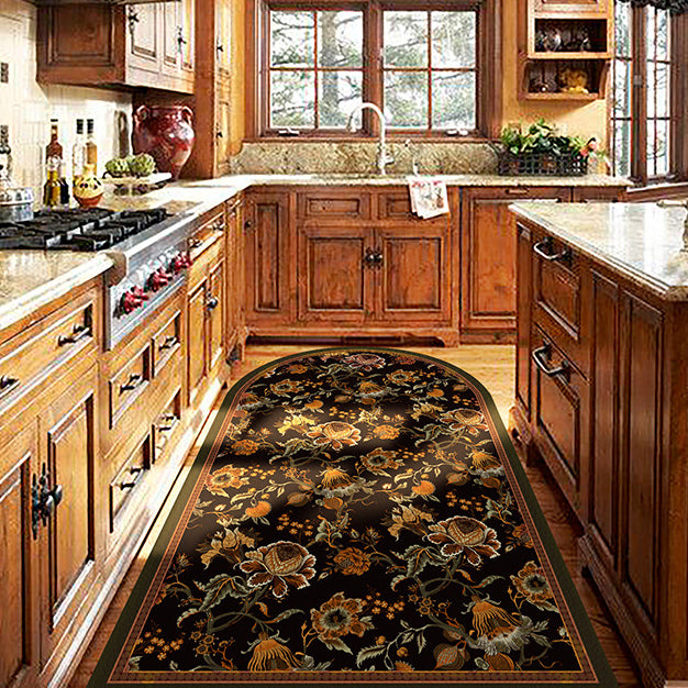 6design dark flower door mat