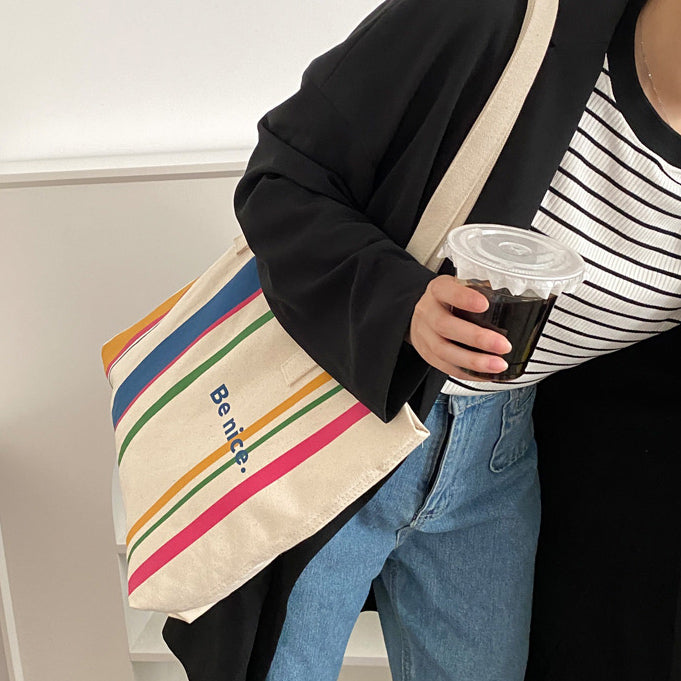 2color be nice logo tote bag