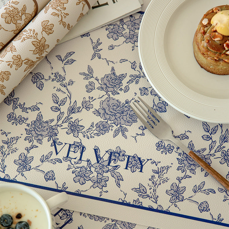 2color french flower velvety place mat