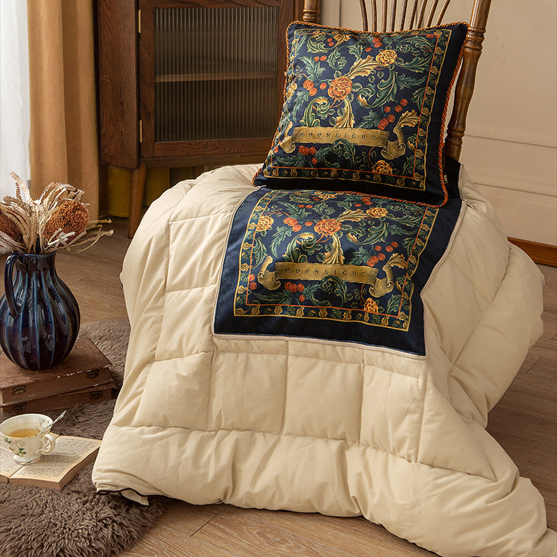 retro flower 2way quilt cushion