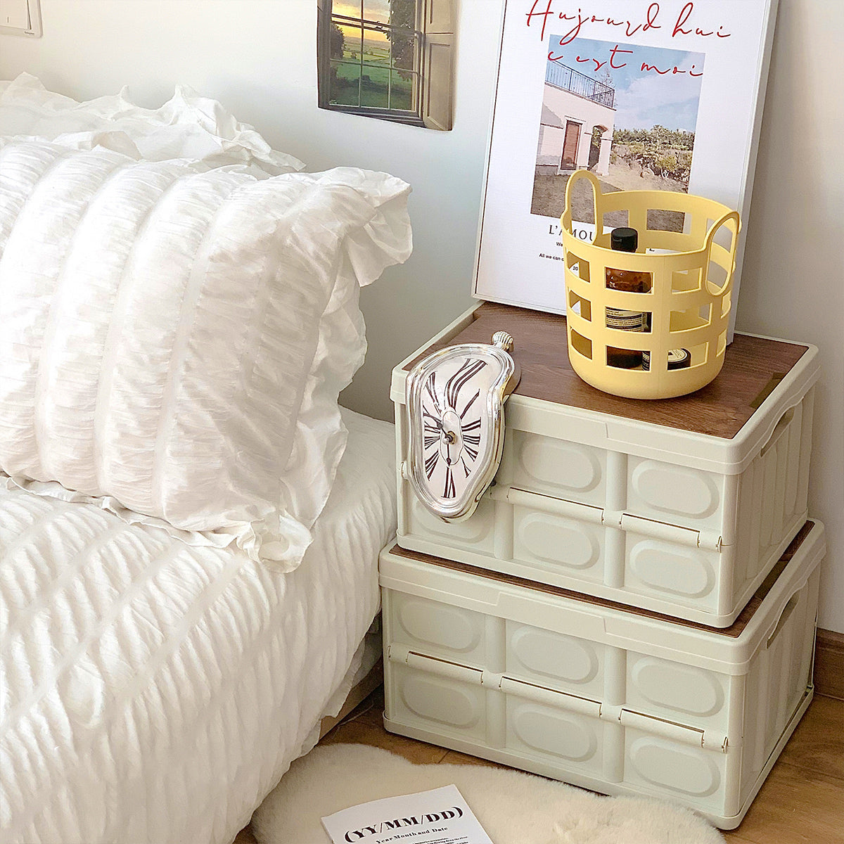 3size simple yellow basket