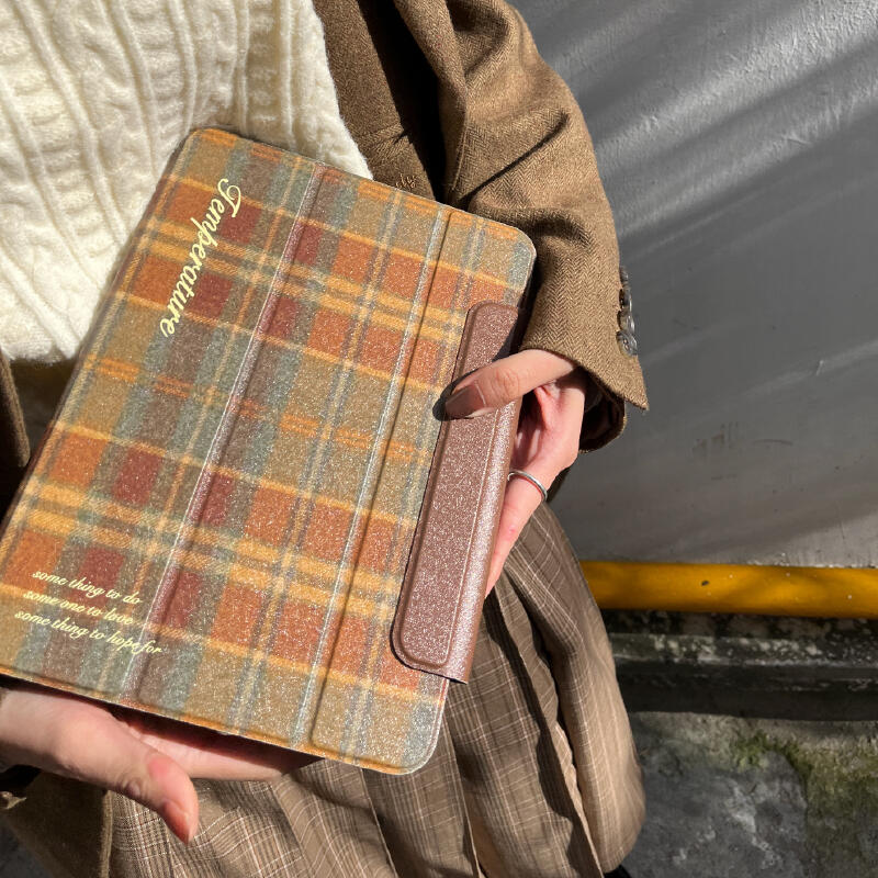brown check iPad case