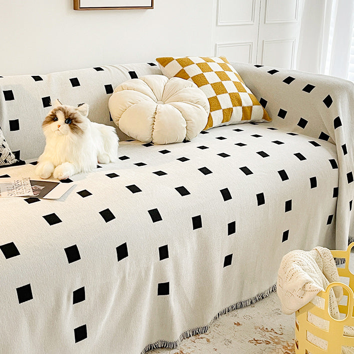 monotone square block sofa cover