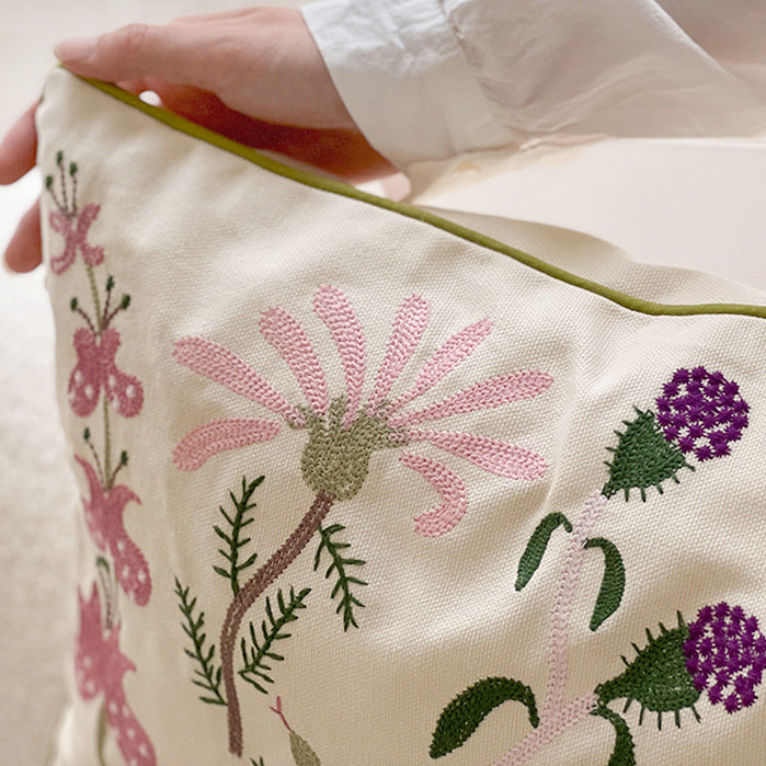 retro botanical flower cushion