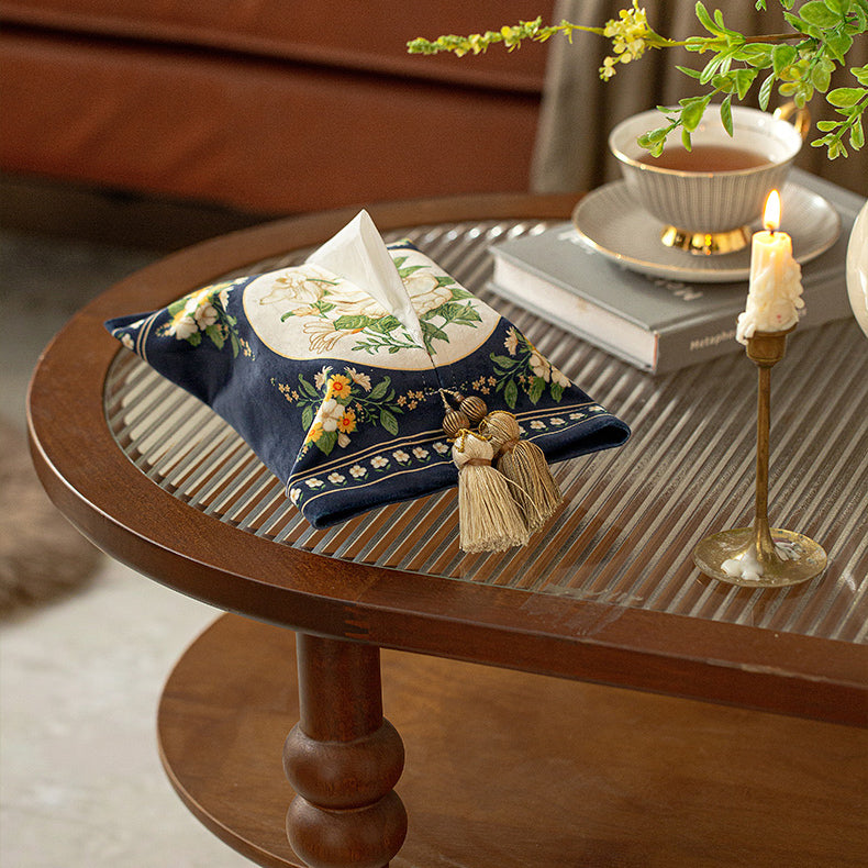 2design navy retro flower tissue case