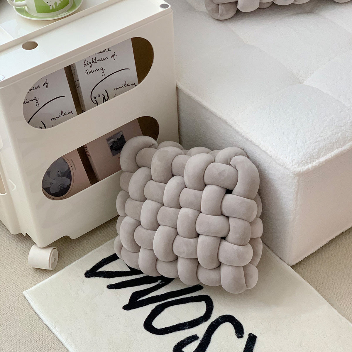 2color natural knit cushion