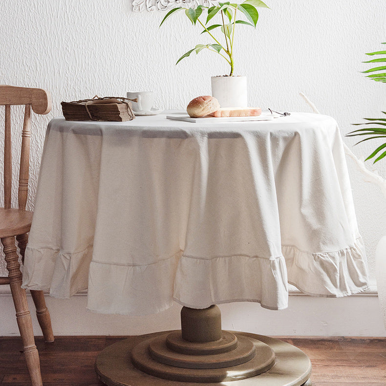 4color round frills tablecloth