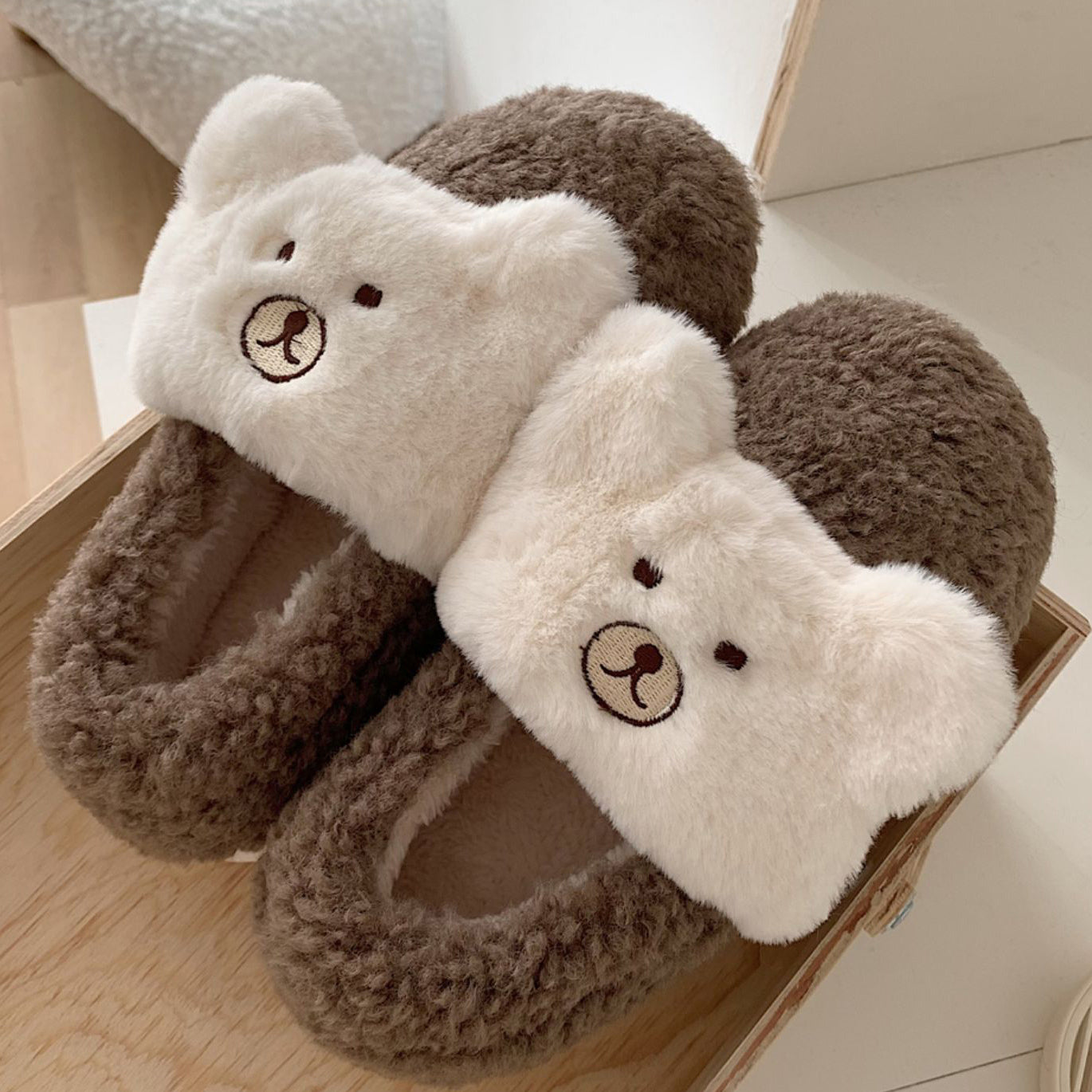 4color fur bear roomshoes