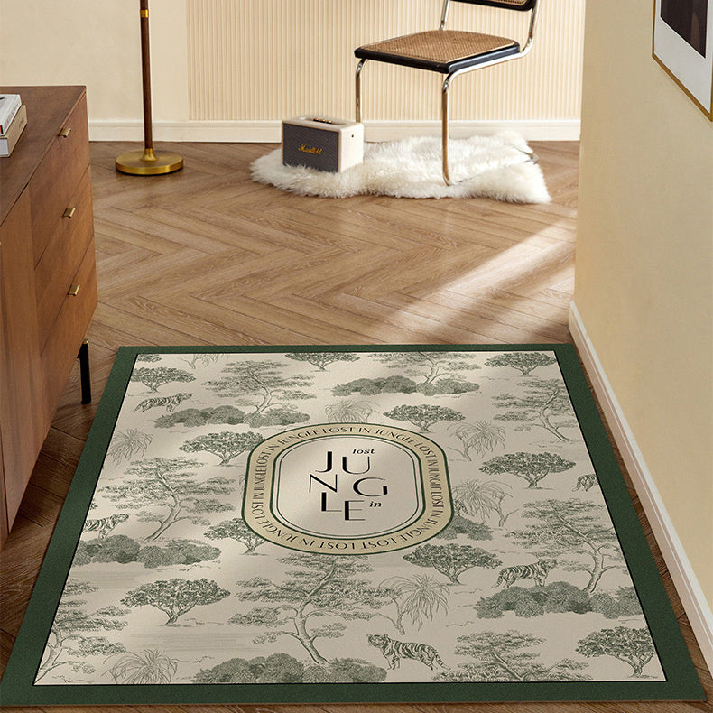 green retro forest door mat