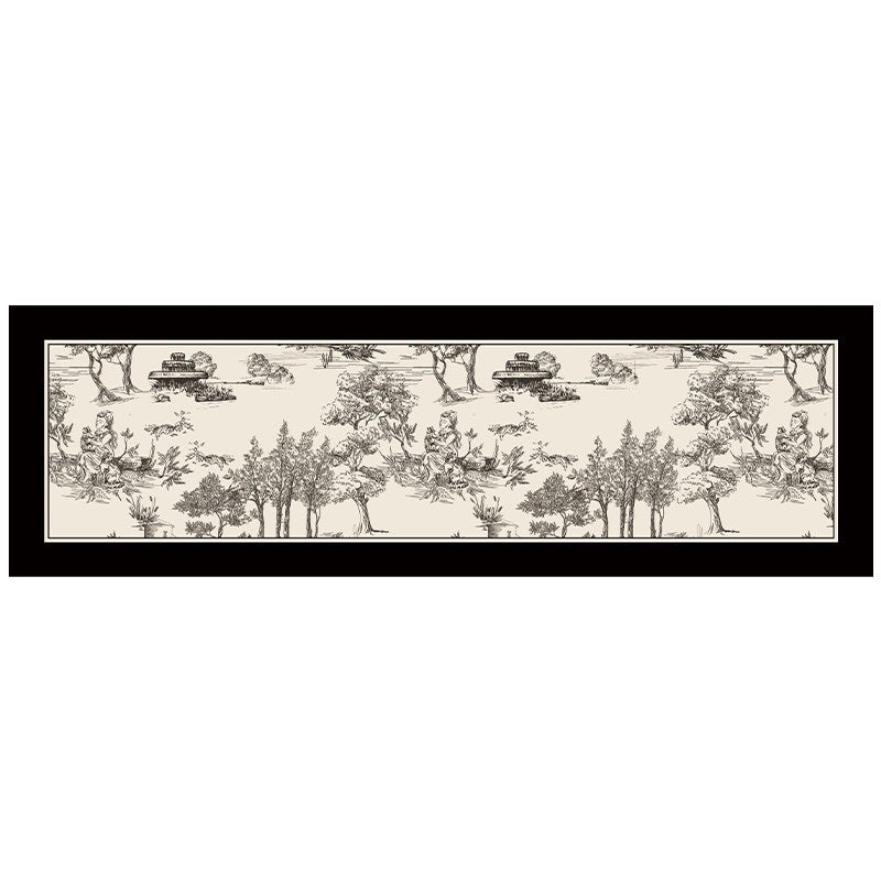 black toile de Jouy step mat