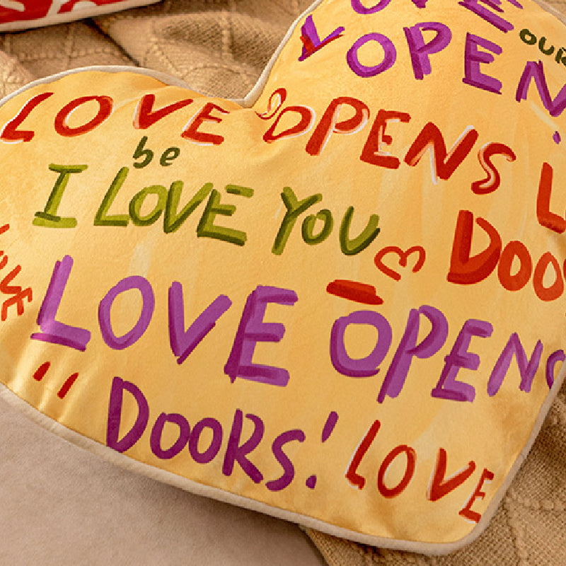 i love you colorful paint heart cushion
