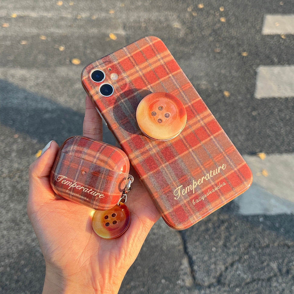 brown check Airpods case