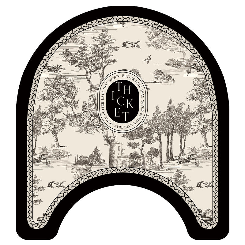 black toile de Jouy toilet mat