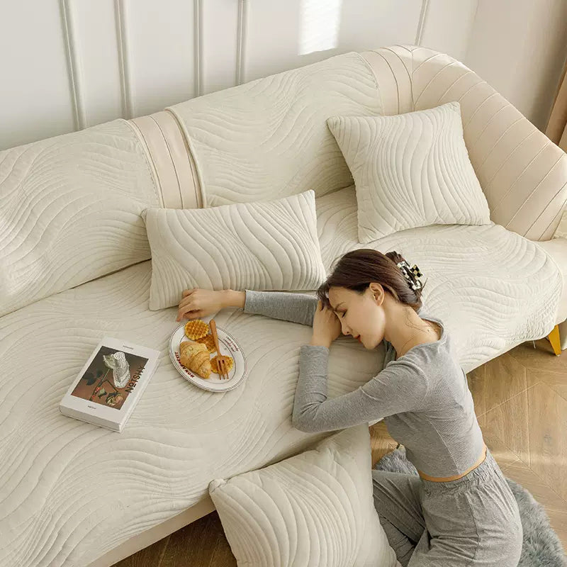 5color velvet wave sofa cover