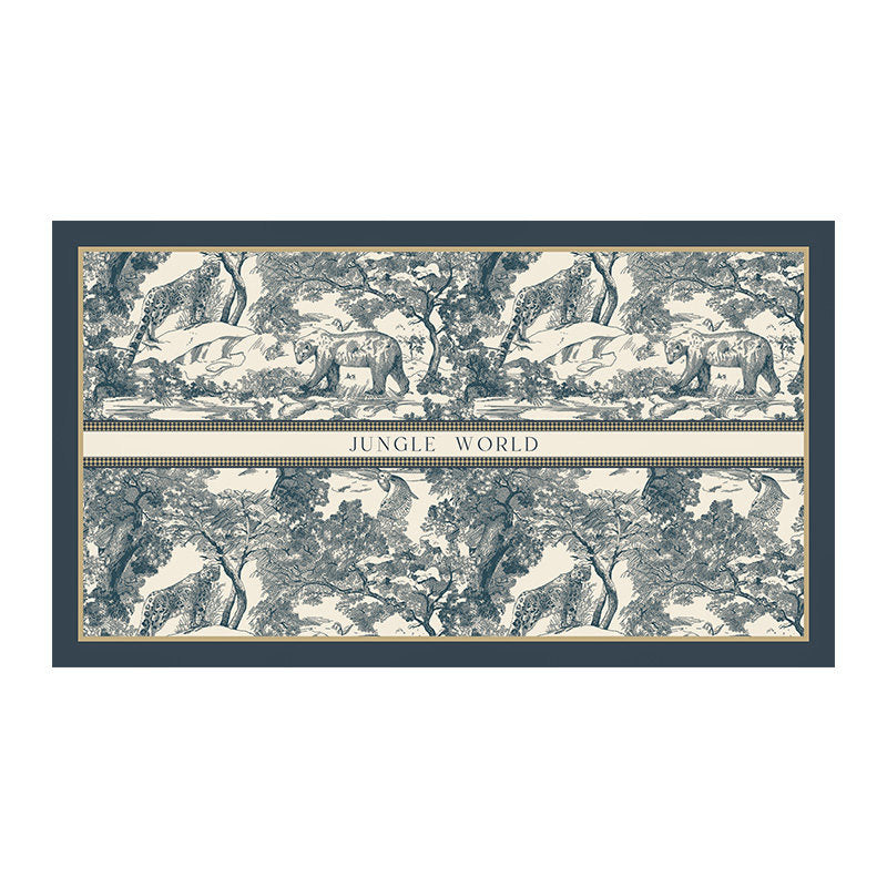 blue retro forest square table mat