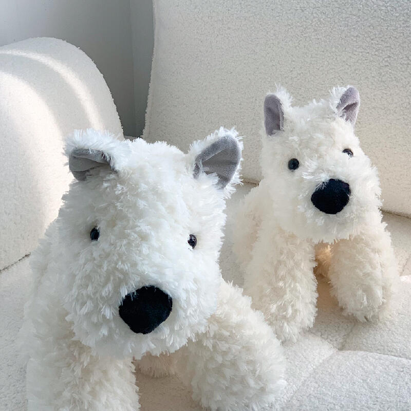 3size white dog doll