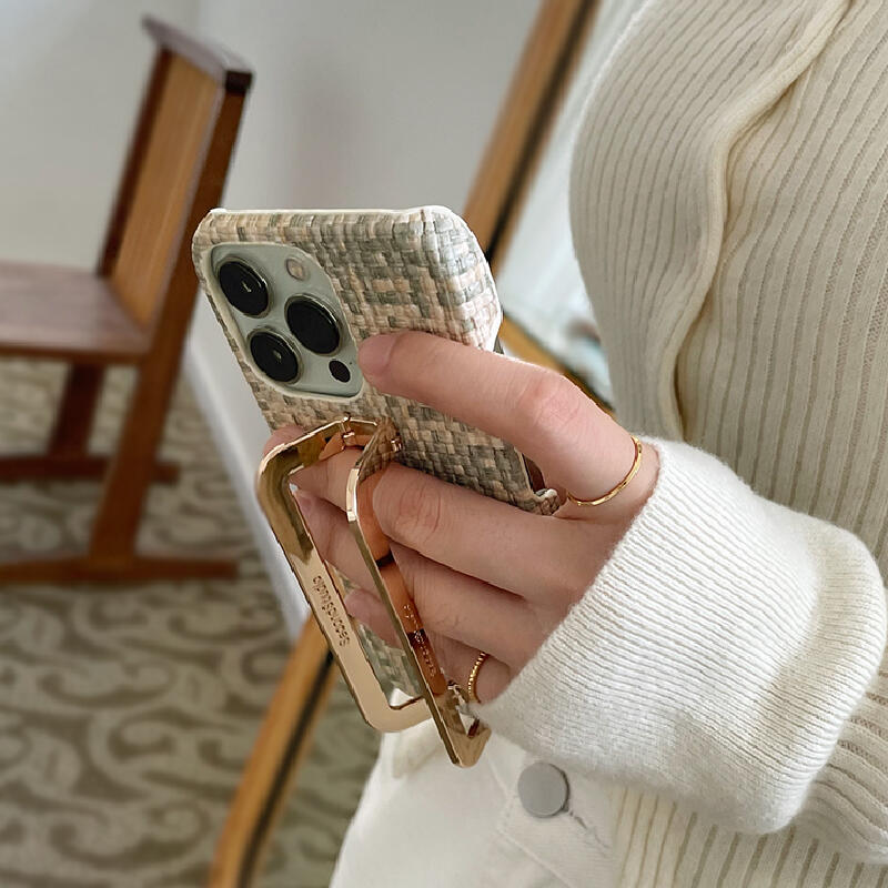 tweed square buckle iPhone case