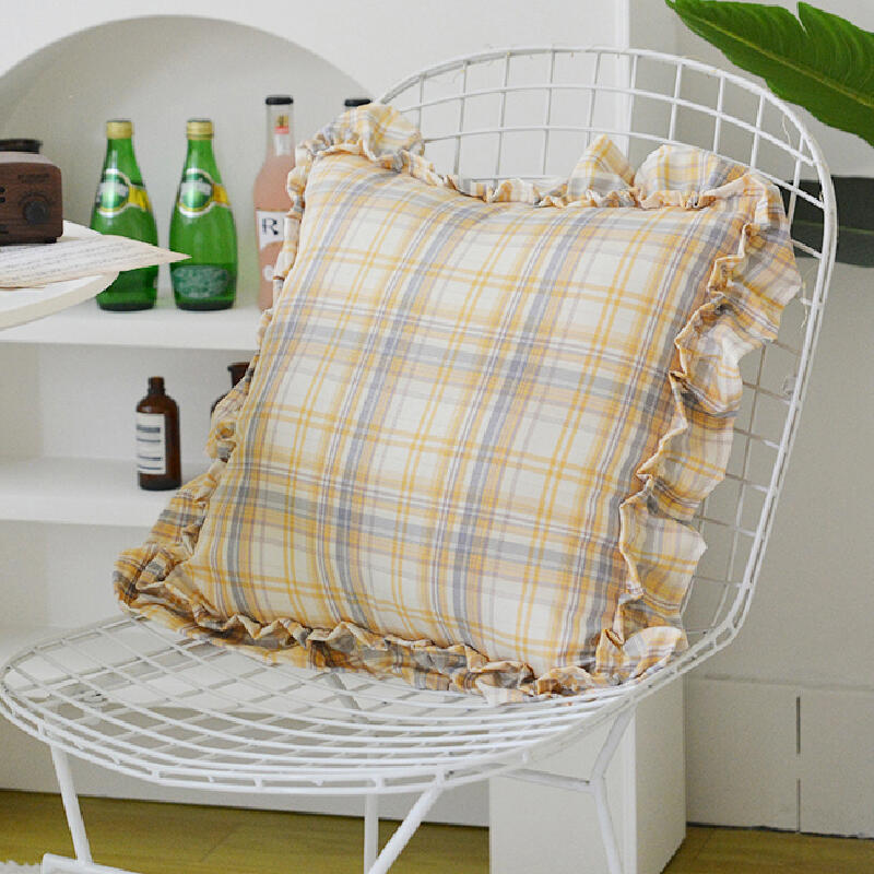 6color frill check square cushion