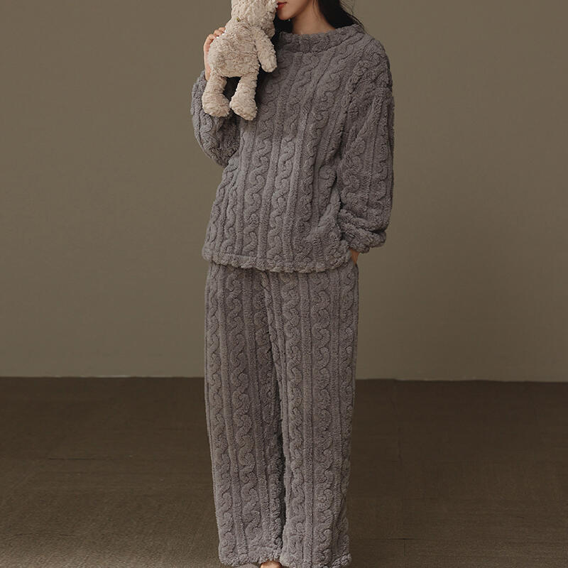 2color sweater pattern fluffy roomwear