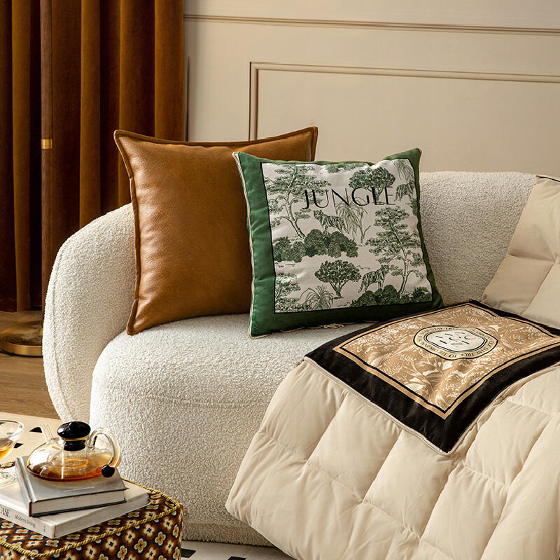 green retro forest 2way quilt cushion